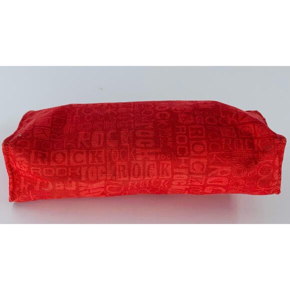Cosmetic Bag Small Red Zipper Fabric Rock Pencil 8" x 4" Makeup Pouch Clutch - Picture 8 of 10